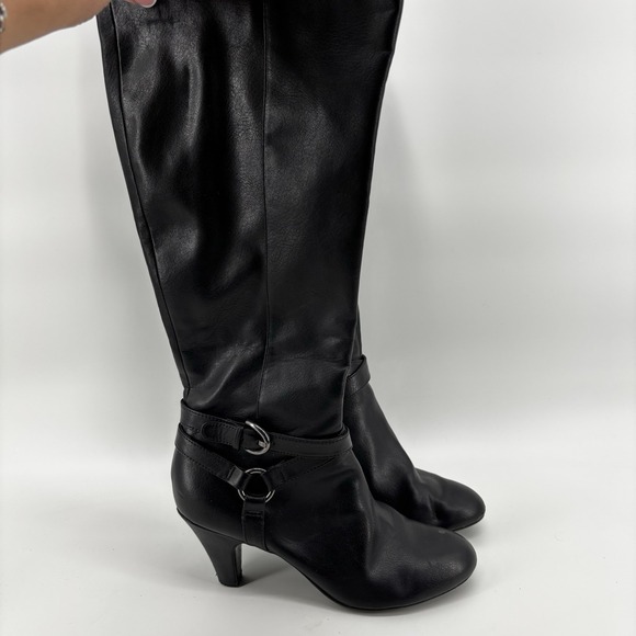 LifeStride Shoes - Naturalizer Fashion Boots Black Tall Heel Comfort With Buckle, Size 8.5M